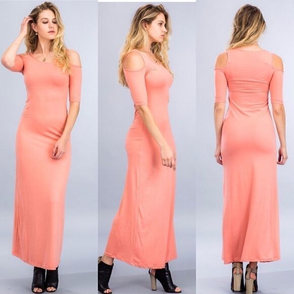 Coral Cold Shoulder Maxi  - Picture 1 of 1
